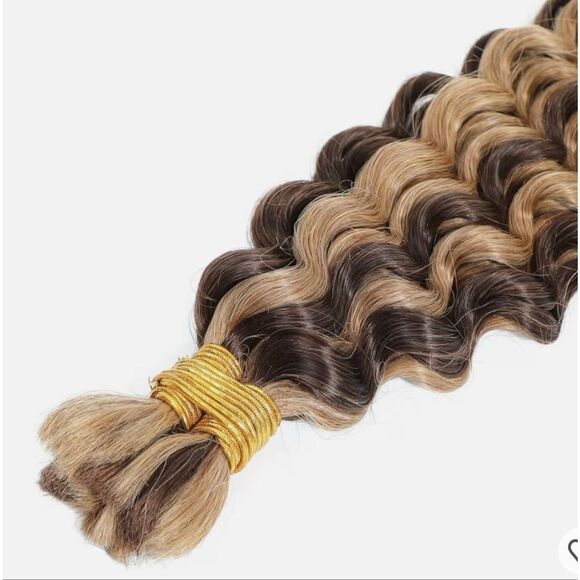Highlight Deep Wave Bulk Human Hair for Braiding 24” 100% Unprocessed Brazilian - Picture 6 of 10